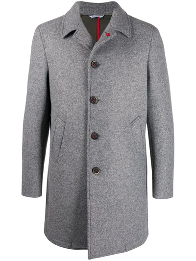Manuel Ritz Single Breasted Mélange Coat In Grey