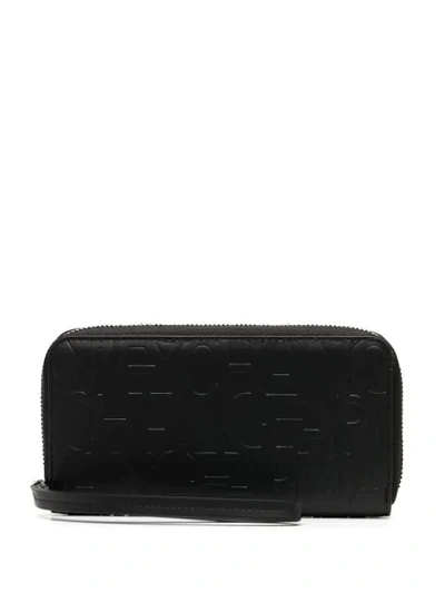 Armani Exchange Embossed Logo Zip-around Wallet In Black