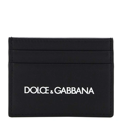 Pre-owned Dolce & Gabbana Black Leather Logo Card Holder
