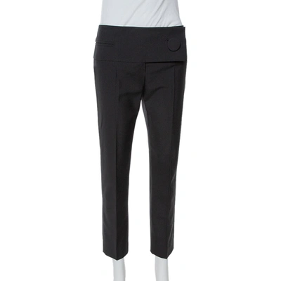 Pre-owned Balenciaga Black Wool Flap Closure Detail Tailored Pants M