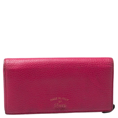 Pre-owned Gucci Magenta Leather Swing Continental Wallet In Pink