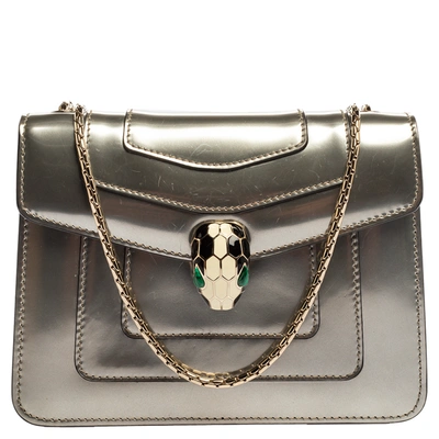 Pre-owned Bvlgari Grey Patent Leather Small Serpenti Forever Shoulder Bag