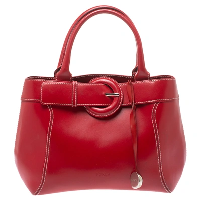Pre-owned Furla Red Leather Buckle Satchel