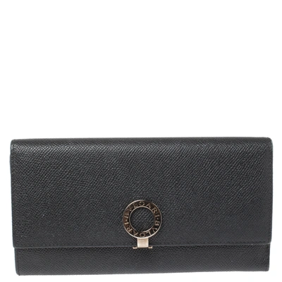 Pre-owned Bvlgari Black Leather Continental Wallet