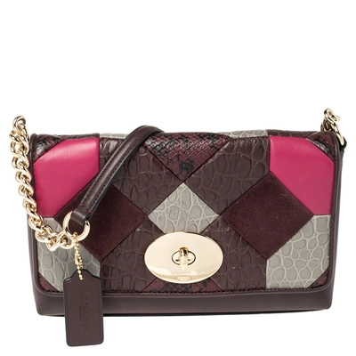 COACH Exotic Embossed Leather Multicolor Cross Body Bag E3026