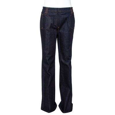 Pre-owned Roberto Cavalli Indigo Dark Wash Denim Flared Jeans M In Blue