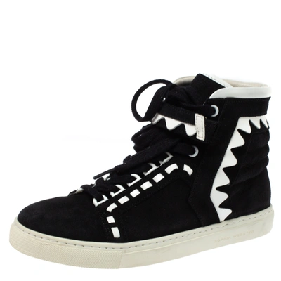 Pre-owned Sophia Webster Monochrome Suede And Patent Leather Riko High Top Sneakers Size 38.5 In Black