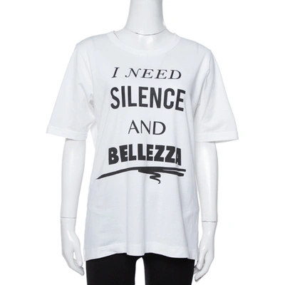 Pre-owned Dolce & Gabbana White I Need Silence Print Cotton T-shirt S