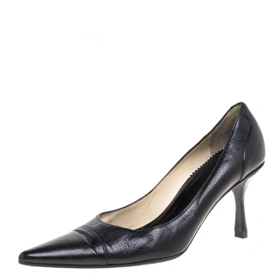 Pre-owned Gucci Black Leather Pointed Toe Pumps Size 38.5c