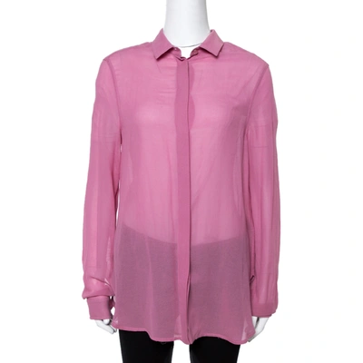 Pre-owned Gucci Pink Cotton & Silk Crepe Button Front Shirt M