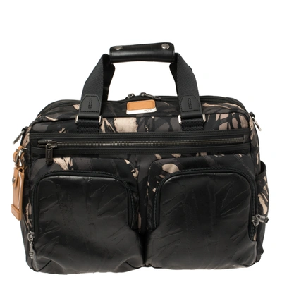 Pre-owned Tumi Black Camouflage Fabric And Leather Alpha Bravo Hunter Satchel