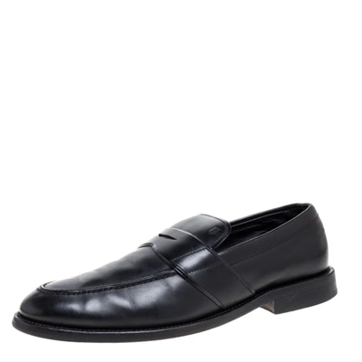 Pre-owned Tod's Black Leather Penny Slip On Loafers Size 40