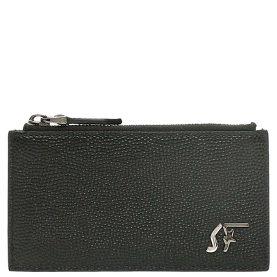 Pre-owned Ferragamo Black Leather Signature Card Holder