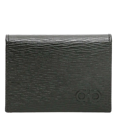 Pre-owned Ferragamo Black Leather Gancini Card Holder