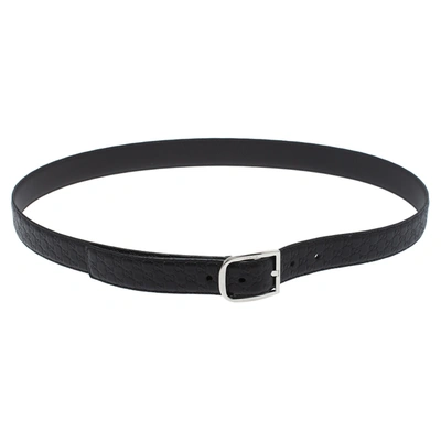 Pre-owned Gucci Black Microssima Leather Belt Size 100cm