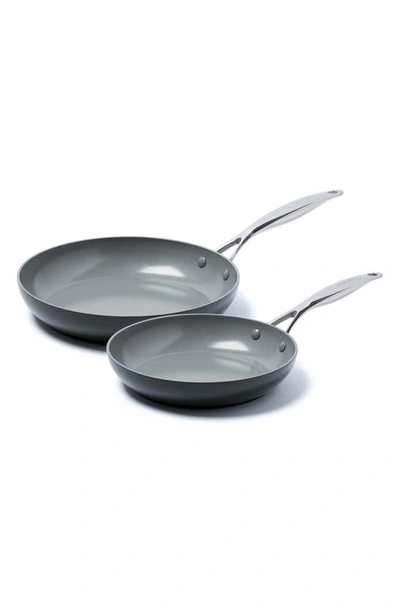 Greenpan Valencia Pro 10-inch & 12-inch Anodized Aluminum Ceramic Nonstick Frying Pan Set In Black