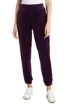 1.state Velour Joggers In Deep Plum