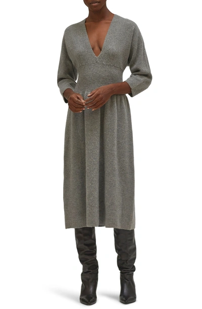 Equipment Channing V-neck Midi Dress In Gray Flannel