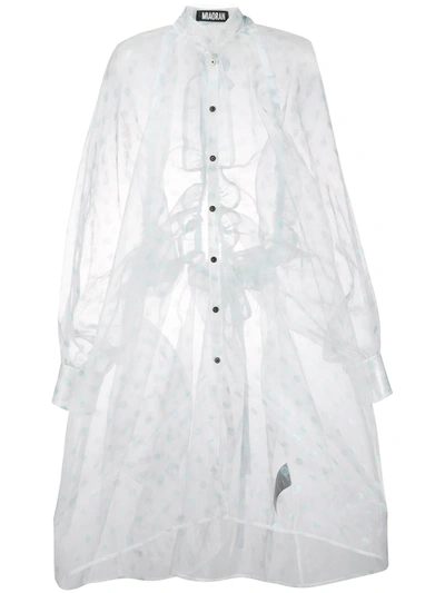 Miaoran Polda-dot Chiffon Shirt Dress In White