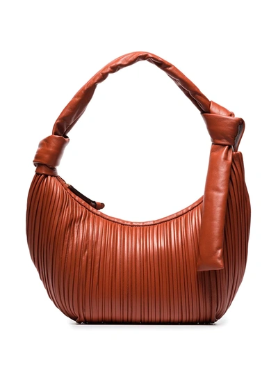 Neous Neptune Pleated Leather Shoulder Bag In Red