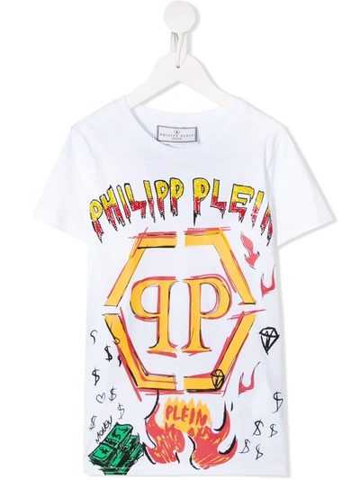 Philipp Plein Junior Kids' Logo-print T-shirt In White
