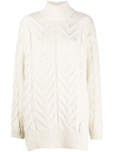 Simone Rocha Chunky-knit High-neck Jumper In Neutrals