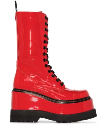 R13 Red 105 Platform Patent Leather Boots