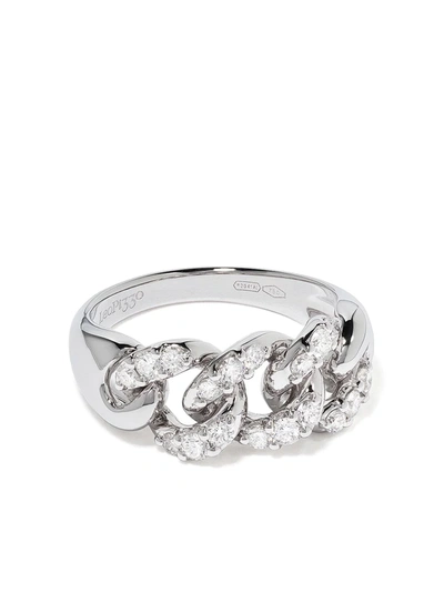 Leo Pizzo 18kt White Gold Groumette Diamond Ring In Silver