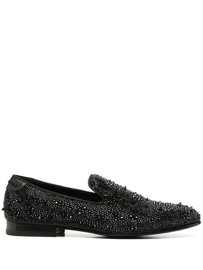 Philipp Plein Crystal-accented Moccasins In Black