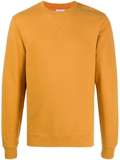 Sunspel Crew Neck Cotton Sweatshirt In Yellow