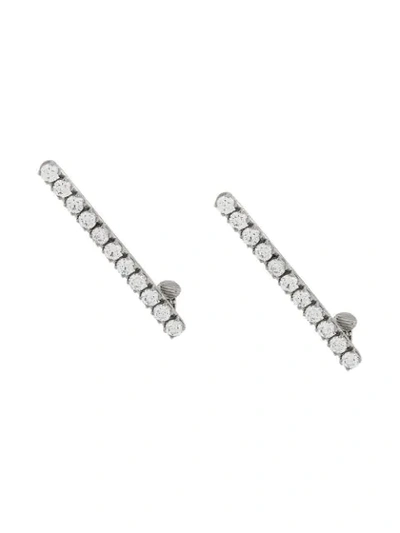 Fenty Crystal Row Bar Earrings In Silver