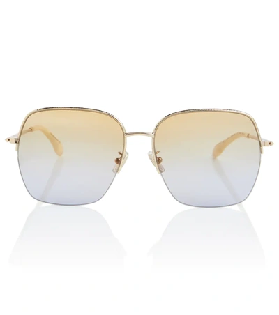 Victoria Beckham Oversized Square-frame Sunglasses In Gold/ Honey Purple Gradient