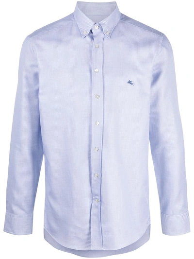 Etro Geometric Print Button-down Shirt In Blue