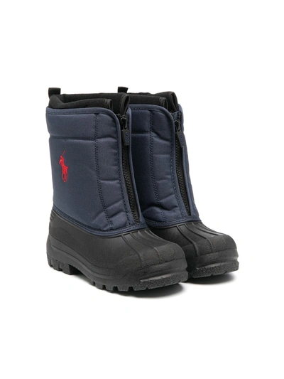 Ralph Lauren Quilted Panel Snow Boots In Blue