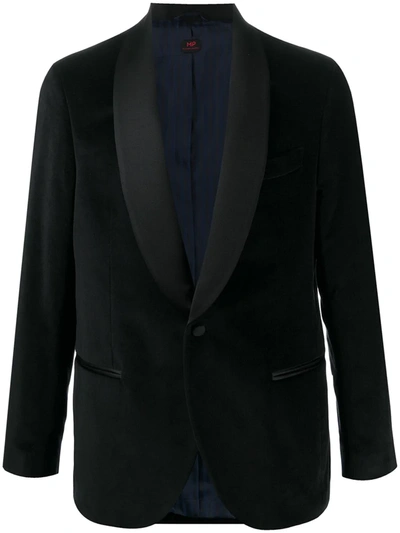 Mp Massimo Piombo Velvet Smoking Jacket In Black