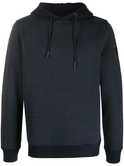 Hugo Boss Monogram Print Hoodie In Blue