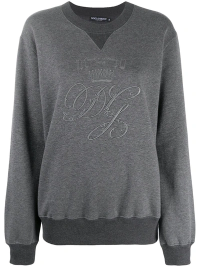 Dolce & Gabbana Logo-embroidered Sweatshirt In Grey