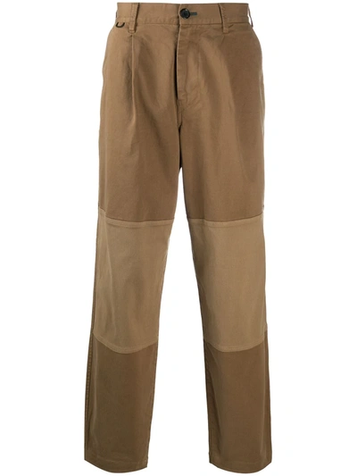 Ps By Paul Smith Knee-patch Straight Leg Trousers In Brown