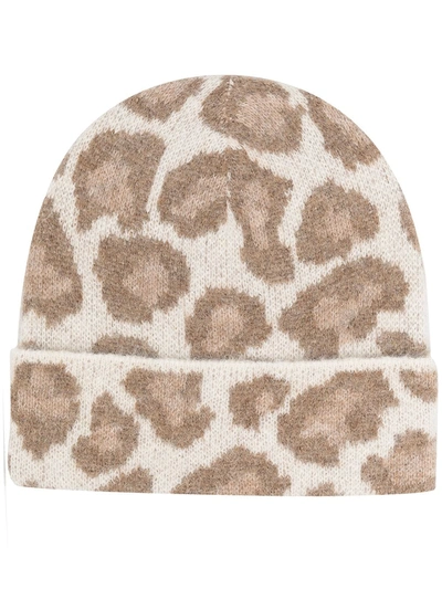 Rag & Bone Leopard Print Beanie In Neutrals