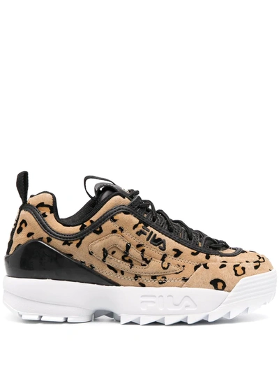 Fila Disruptor Leopard Print Trainers In Neutrals