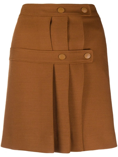 See By Chloé Pleated A-line Skirt In Brown