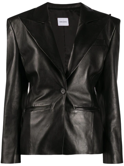 Magda Butrym Single-breasted Leather Blazer In Black
