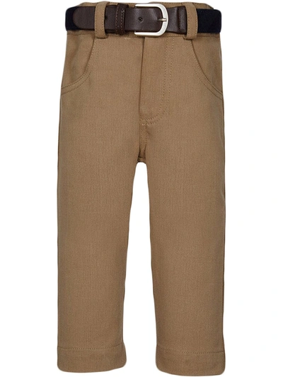 Lapin House Babies' Belted Fitted Trousers In Brown