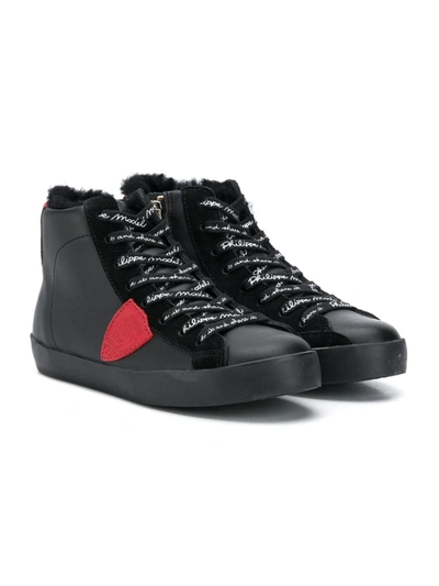 Philippe Model Teen High-top Lace-up Trainers In Black