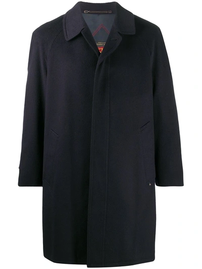 Pre-owned A.n.g.e.l.o. Vintage Cult 1990s Concealed Fastening Knee-length Coat In Blue