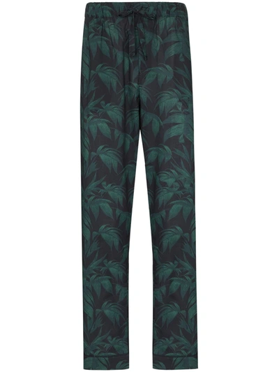 Desmond & Dempsey Byron Tropical Print Pyjama Trousers In Blue