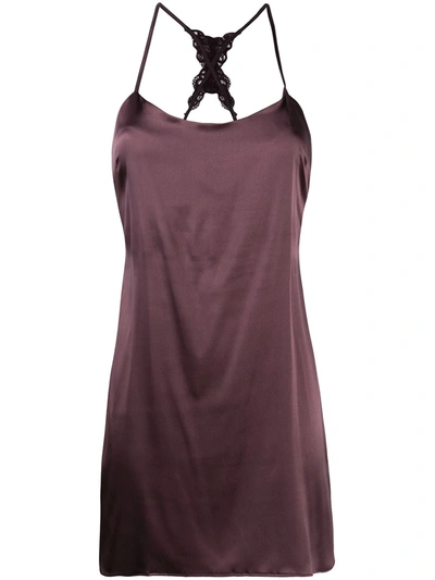 Fleur Of England Draped Silk-blend Babydoll Dress In Purple