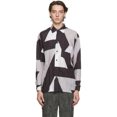 Issey Miyake Men Grey Printed Wrinkle Shirt In 12 Gray