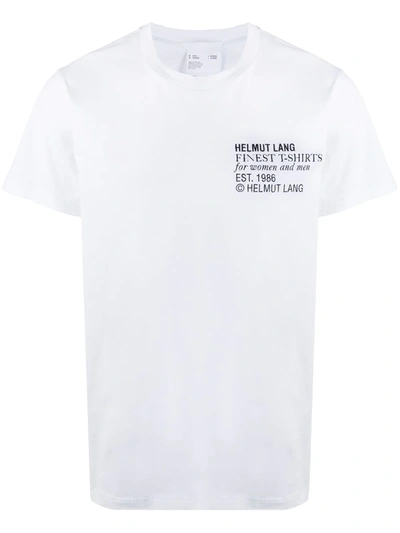 Helmut Lang Logo-embroidered Cotton-jersey T-shirt In White