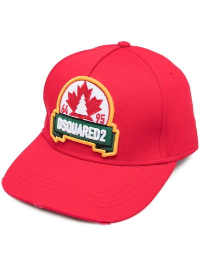 Dsquared2 Maple-leaf Patch Baseball Cap In Red